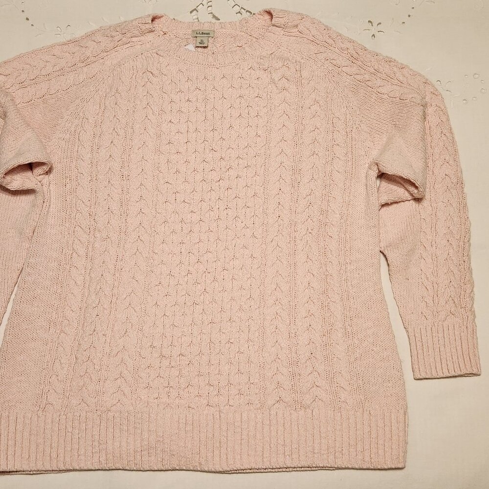 NWT L.L. Bean cotton rag pink marled sweater (XL)